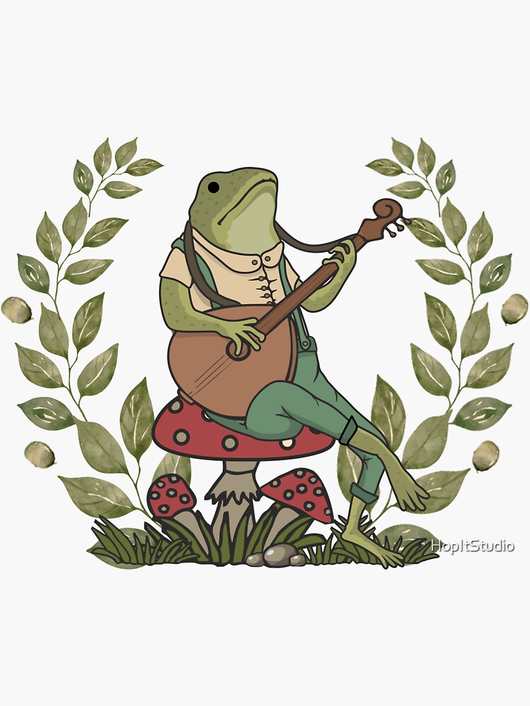 Maglietta Cottagecore Frog - Rana Che Suona Banjo Su Fungo, Design Unico - Foto 7