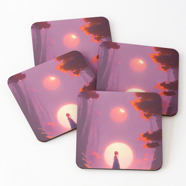 Item preview, Beautiful Anime Girl Autumn Red Tree Forest Landscape Scenario designed and sold by Trendy-Now.