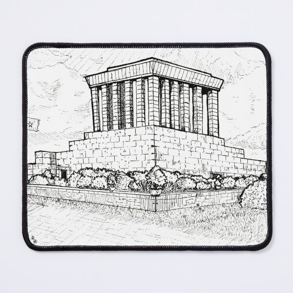 Item preview, Ho Chi Minh Mausoleum Hanoi Vietnam Pen and Ink Illustration designed and sold by Wall-Art-Sketch.