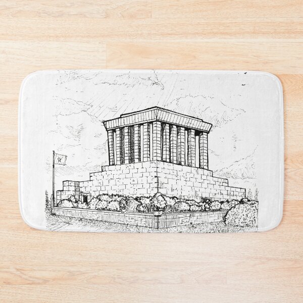 Item preview, Ho Chi Minh Mausoleum Hanoi Vietnam Pen and Ink Illustration designed and sold by Wall-Art-Sketch.