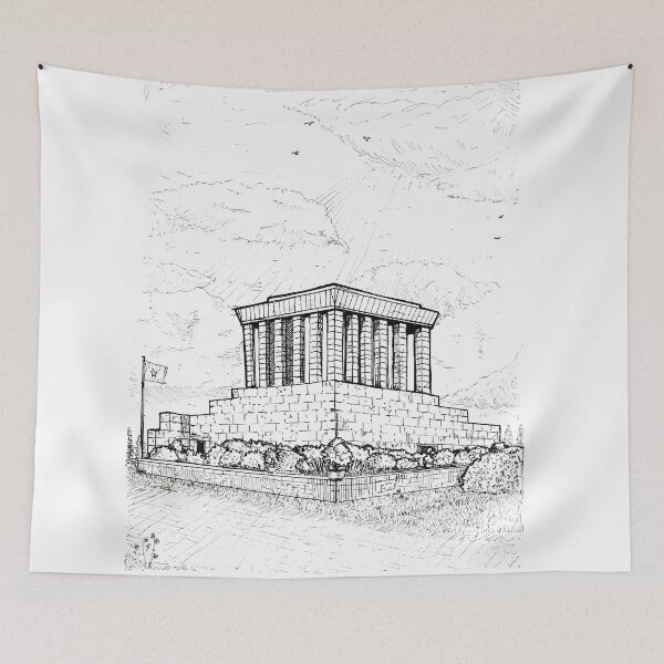 Item preview, Ho Chi Minh Mausoleum Hanoi Vietnam Pen and Ink Illustration designed and sold by Wall-Art-Sketch.