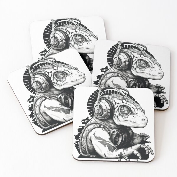 Item preview, Weird Cool Looking Black & White Cyborg Lizard/Chameleon designed and sold by Styxiann.