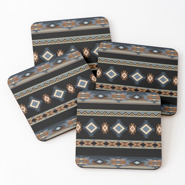 Item preview, Aztec Tribal Symbols In Black, Blues, Browns and Grey designed and sold by handsoftime2020.