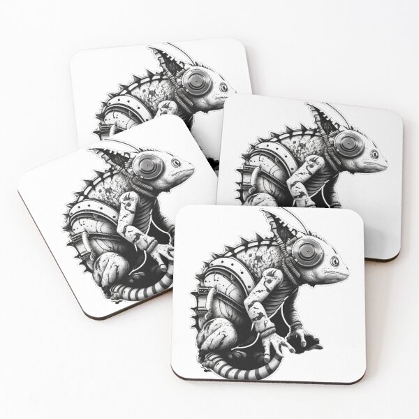 Item preview, Weird Black & White Cyborg Chameleon designed and sold by Styxiann.