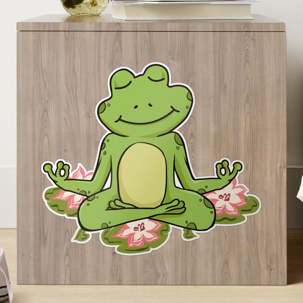 Yoga frogs. meditating frog doing yoga.  Sticker for Sale by HopItStudio