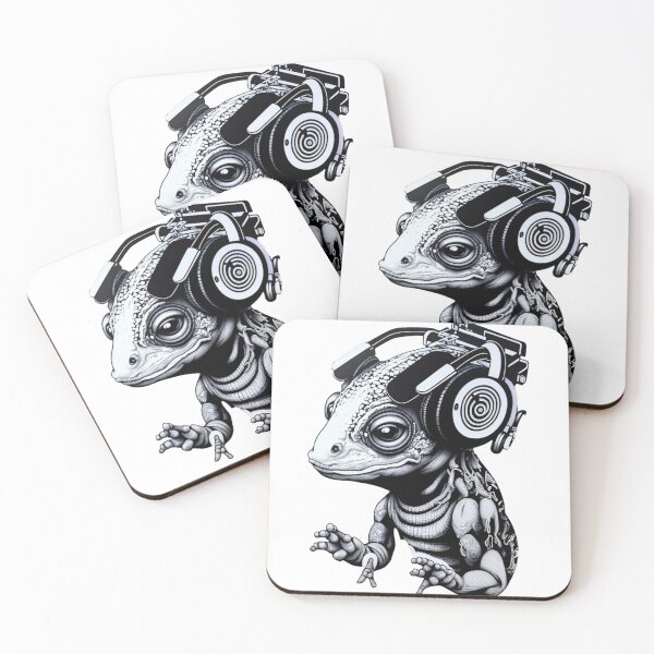 Item preview, Weird Black & White Cyborg DJ Chameleon designed and sold by Styxiann.