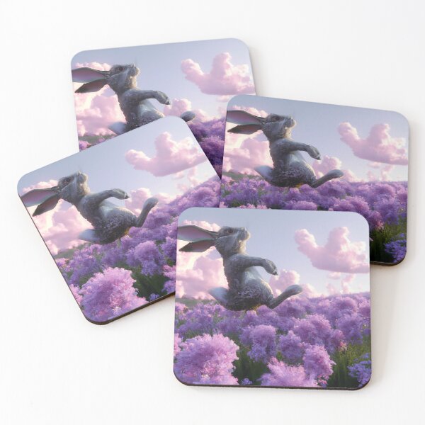 Item preview, Bunny rabbit jumping through field of lilacs poster designed and sold by a-rxhim.