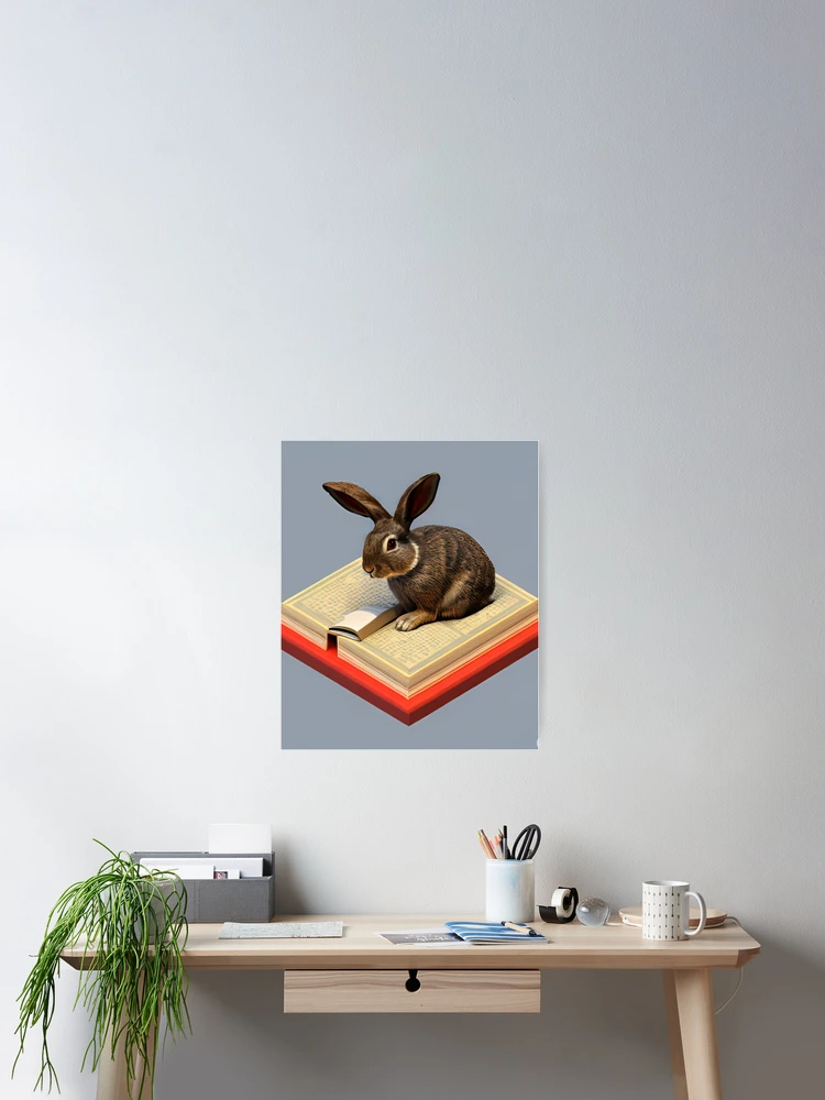 Thumbnail 2 of 3, Poster, Rabbit Reading designed and sold by RiseAbove22.