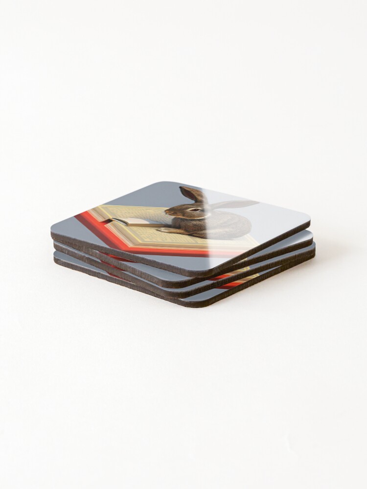 Thumbnail 4 of 5, Coasters (Set of 4), Rabbit Reading designed and sold by RiseAbove22.