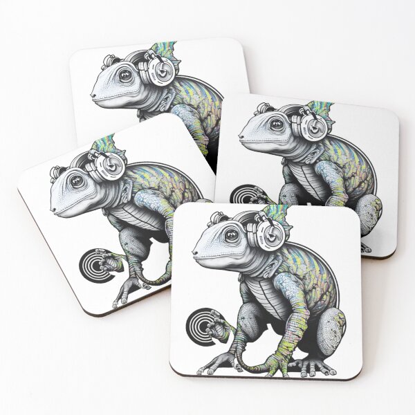 Item preview, Black & White and Iridescent Cyborg Chameleon designed and sold by Styxiann.