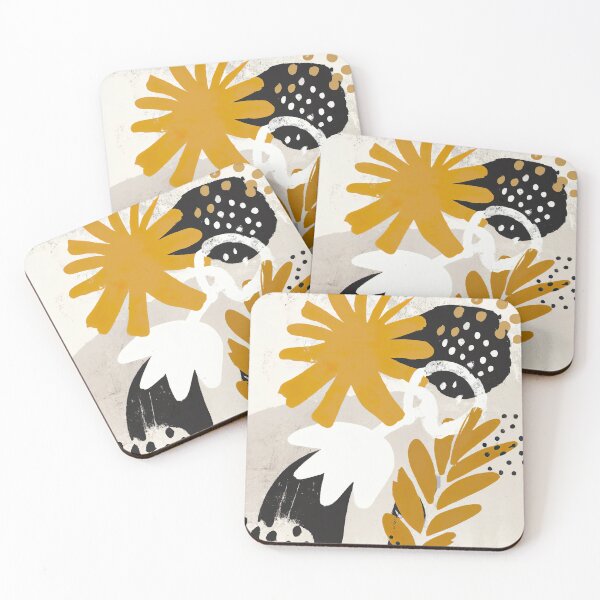 Item preview, Modern Abstract Art Floral - Mustard, Black and White designed and sold by Inomaly Art.