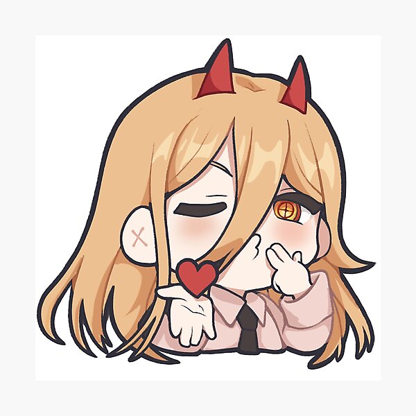 "Power Chainsaw Man Chibi Kawaii Sticker Emoji Icon " Photographic