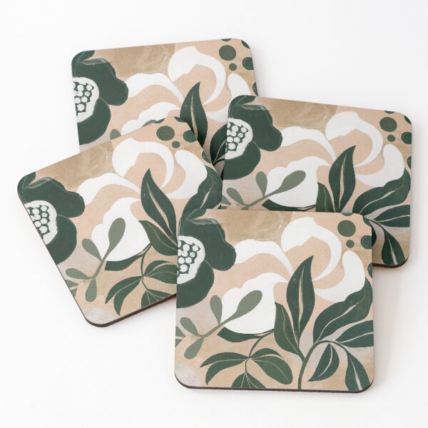 Item preview, Modern Abstract Art Leaves Brown and Green designed and sold by Inomaly Art.