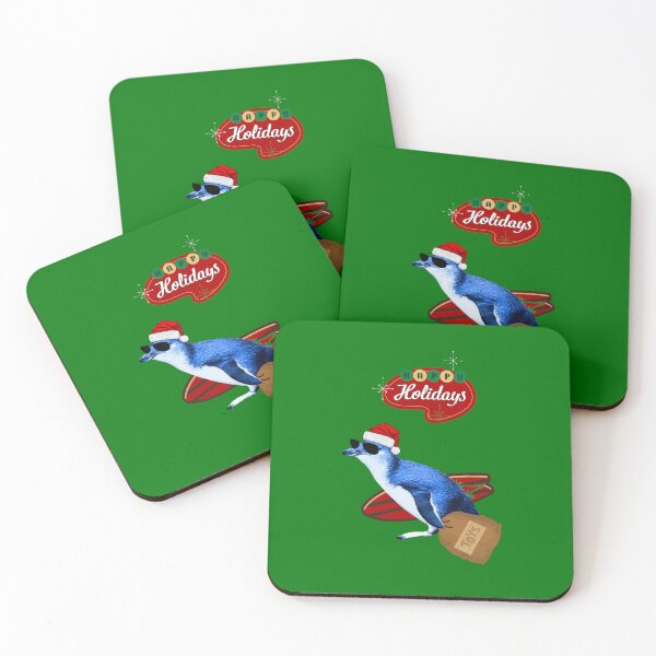 Item preview, Happy Holiday Surfer Penguin (fondo verde) designed and sold by SBPenguins.