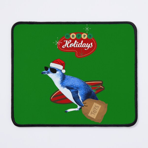 Item preview, Happy Holiday Surfer Penguin (green background) designed and sold by SBPenguins.