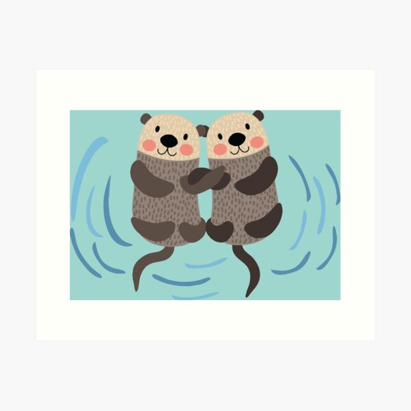 Significant Otters - Otters Holding Hands Art Print by