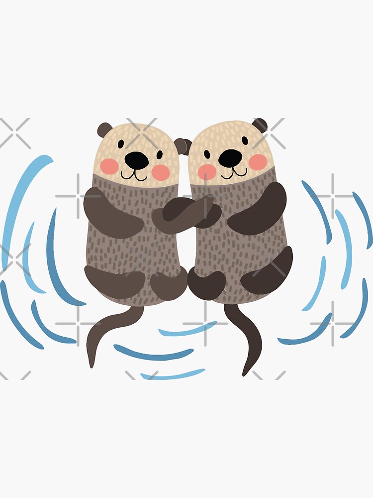 Significant Otters - Otters Holding Hands' Sticker