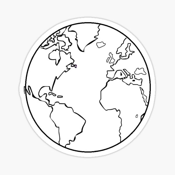 simple black and white globe Sticker