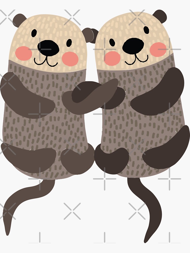 Significant Otters - Otters Holding Hands' Sticker