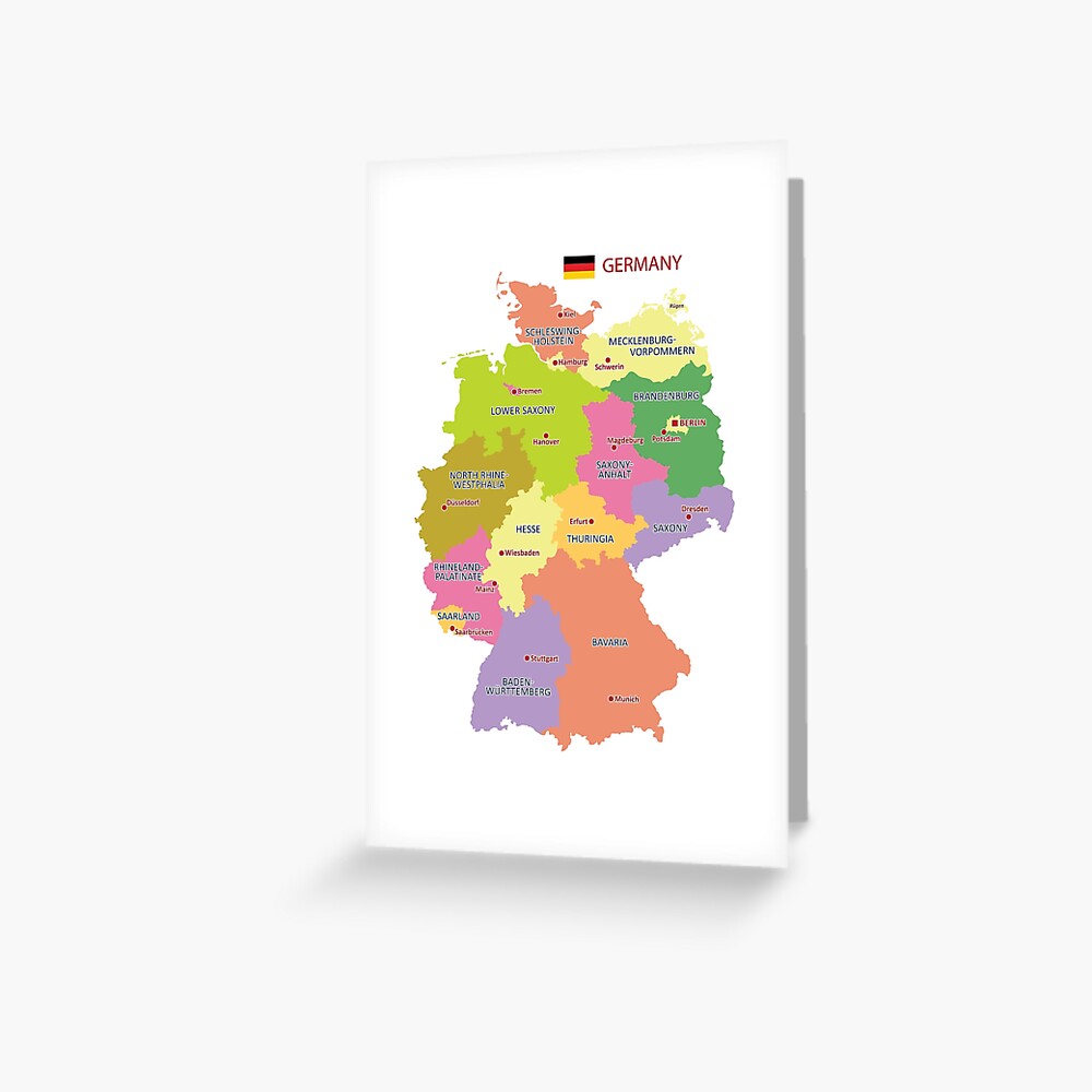 "Administrative Map Of Germany" Greeting Card For Sale By Alijun ...