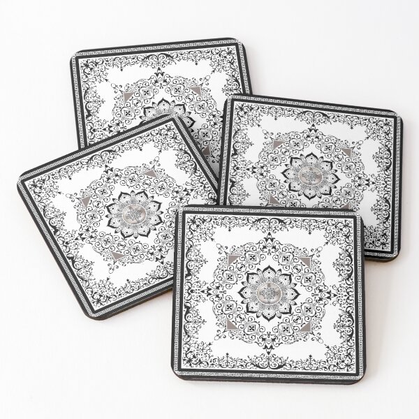 Item preview, Ornate Baroque Diamonds White Black Purple Greek Key Floral designed and sold by Yiorgos Designs.