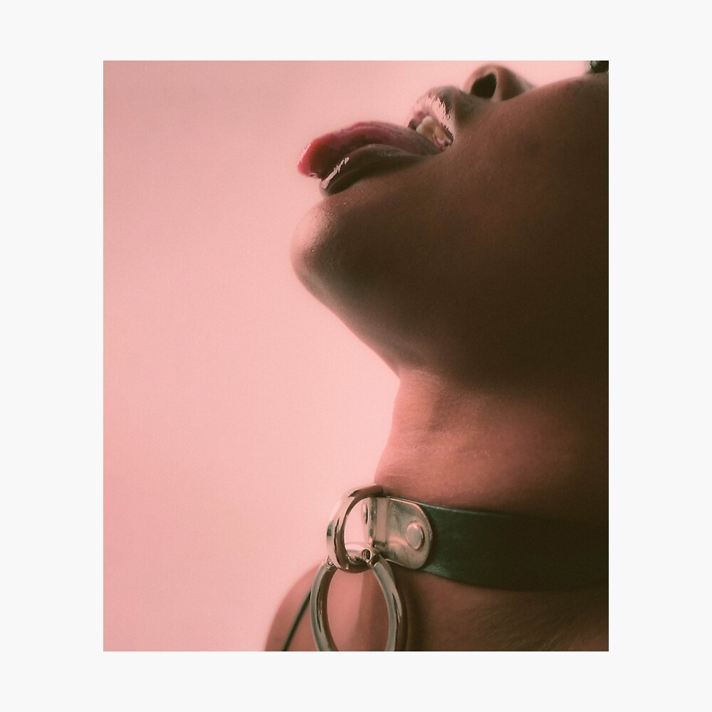 Collared bdsm woman with tongue out Poster