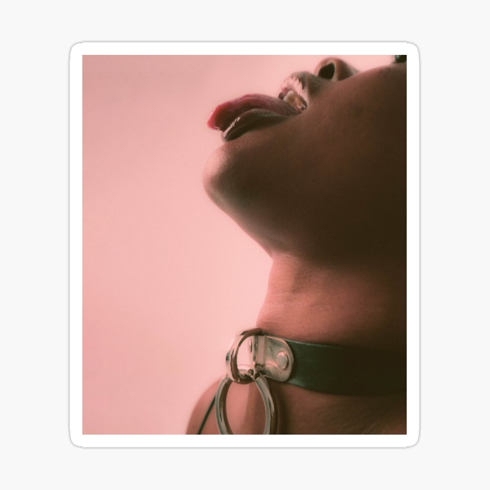 Collared bdsm woman with tongue out Poster