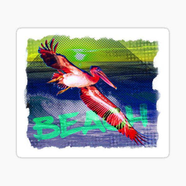 Beach with Pelican Sticker