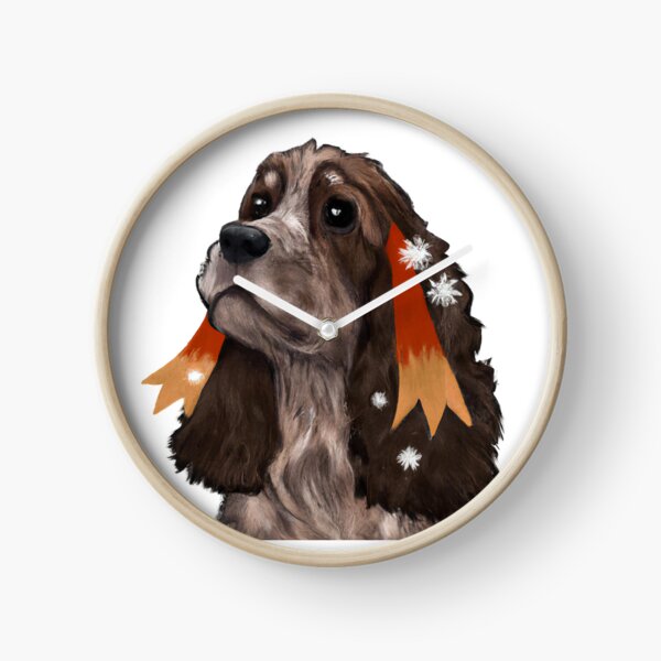 Cute English Cocker Spaniel Drawing Clock