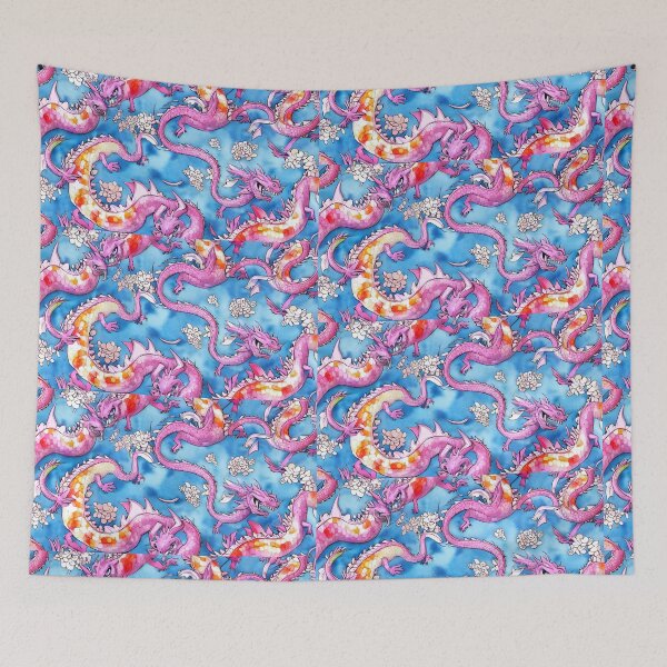 Item preview, Purple dragons blue background designed and sold by MoonsideGallery.