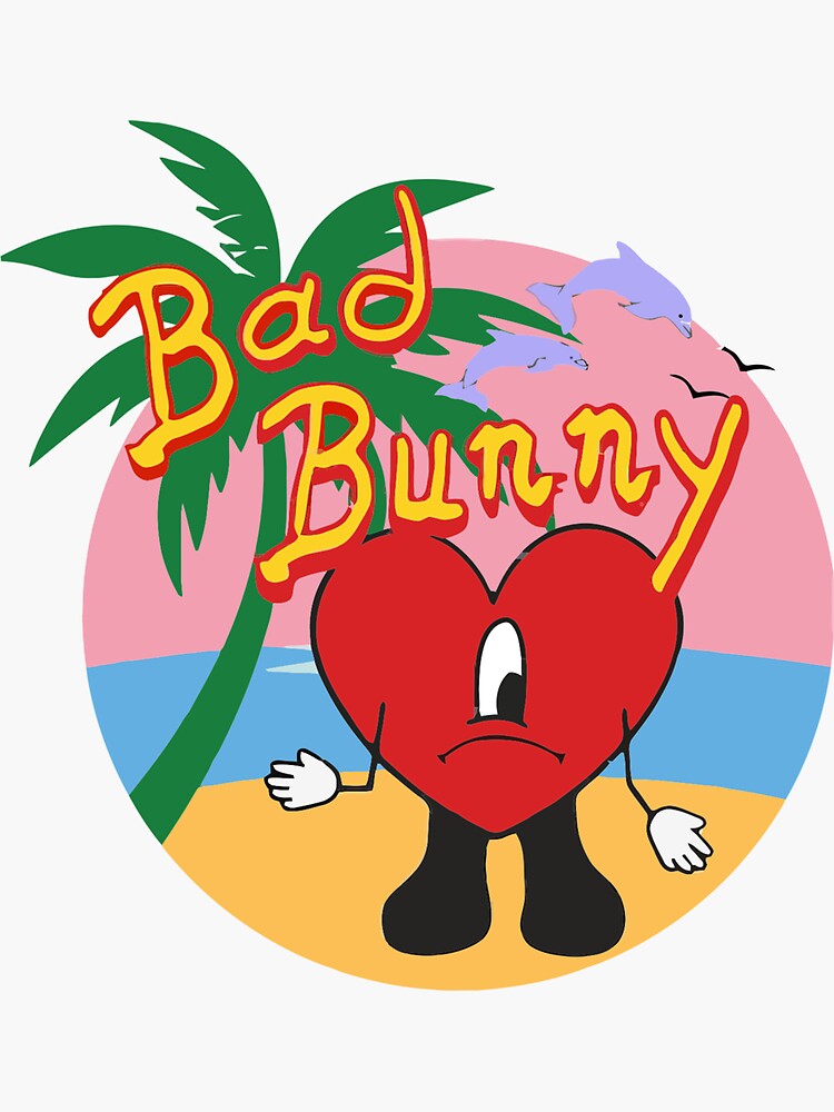 Bad Bunny in Sad Heart Baseball Jersey Sticker for Sale by