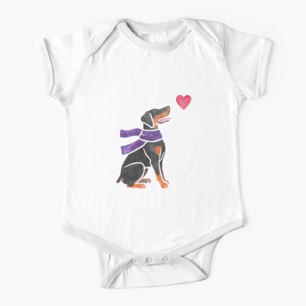 Watercolour Doberman Short Sleeve Baby One-Piece