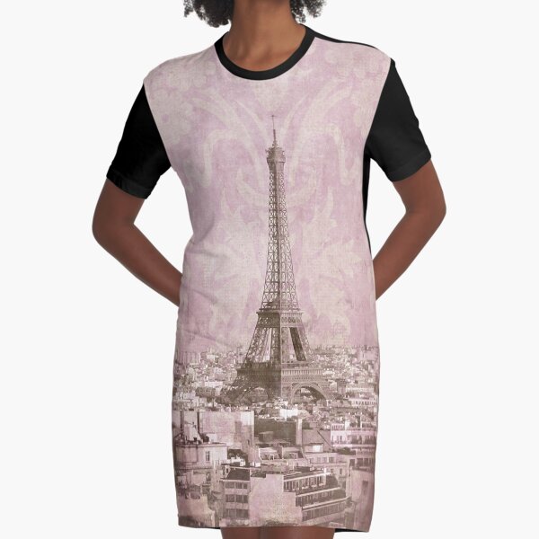 romantic Paris Graphic T-Shirt Dress