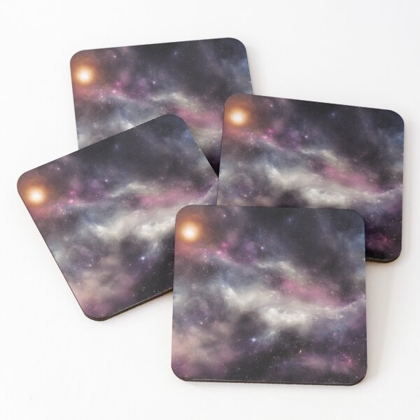 Item preview, Detailed landscape painting of galactic outer space featuring stars, comets, moons, planets, and nebula gas. Digital painting.	 designed and sold by Bookwyrm-Bazaar.