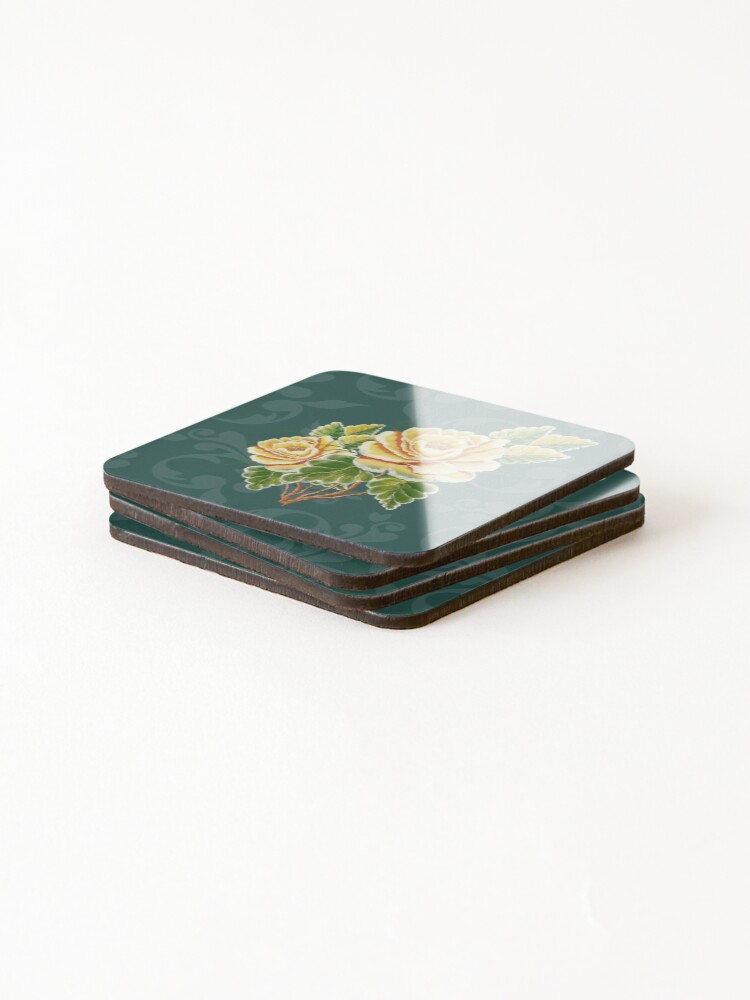 Thumbnail 4 of 5, Coasters (Set of 4), Yellow Roses designed and sold by GinaDesignUK.