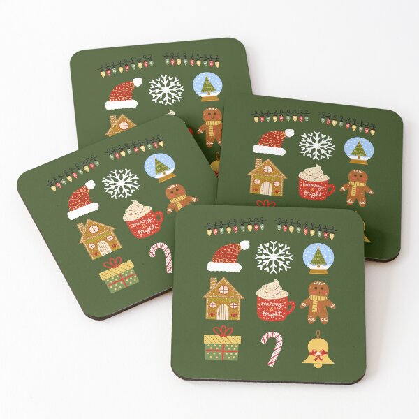Item preview, Christmas Elements on Moss Green designed and sold by draftsxdoodles.