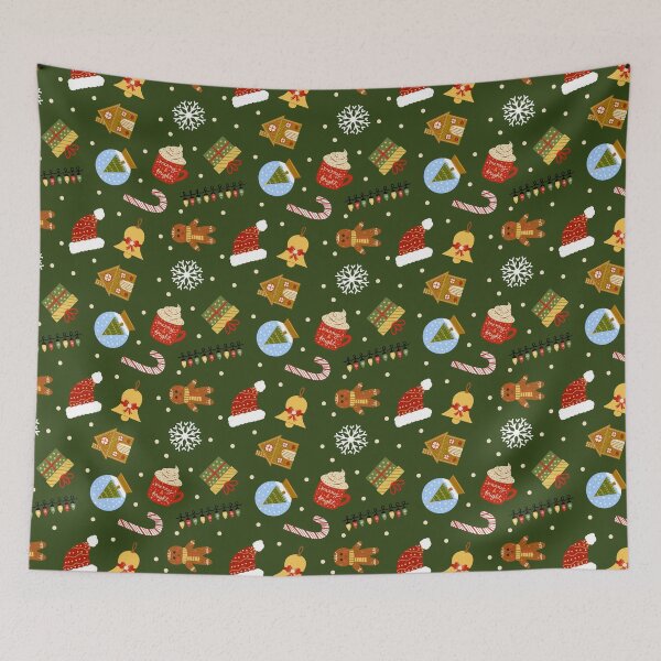 Item preview, Christmas Elements on Moss Green designed and sold by draftsxdoodles.