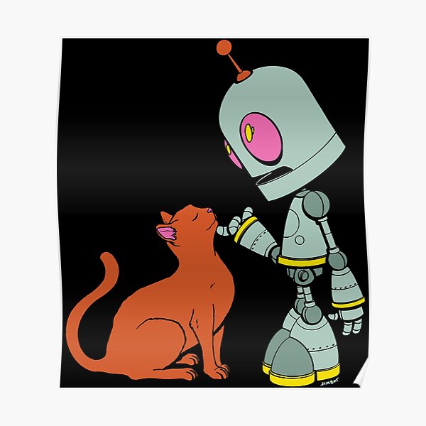 The Robot Met A Cat Poster