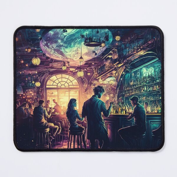Item preview, A busy surreal pub with vivid colors designed and sold by Michael Bollin.
