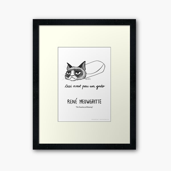 #meowdernart - René Meowgritte Framed Art Print