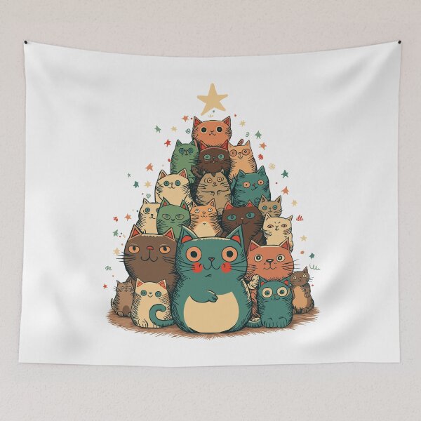 Item preview, Christmas tree made of happy cats designed and sold by jordygraph.