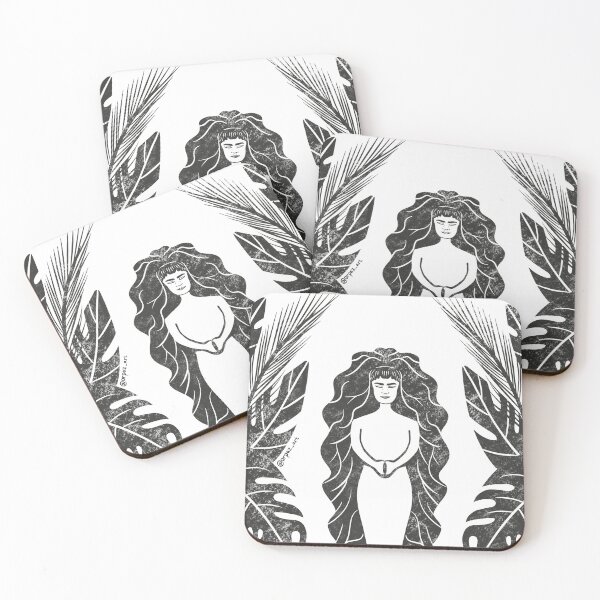 Item preview, Buddha Namste Godess Woman in the nature// meditating woman// monstera leaves designed and sold by Orpaz Harush.
