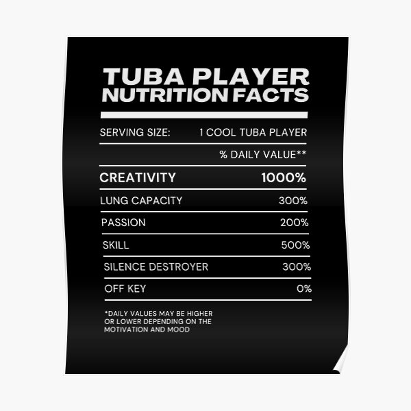 "Tuba Player Nutrition Facts.png" Poster for Sale by weirdrelatives