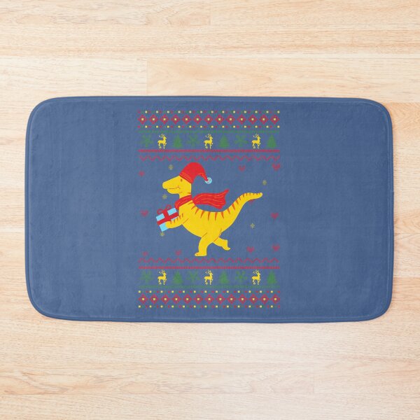 Item preview, Dinosaur Carrying Christmas Present - Unisex Adult Christmas Sweater/Jumper (Range of Colors) - Funny Dino Pressie T-Rex Xmas Sweatshirt designed and sold by raretshirtsuk.