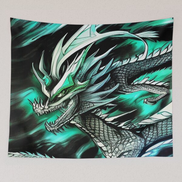 Item preview, Onyx Black and Emerald Green Standard Dragon Design Illustration designed and sold by deniselynnimage.