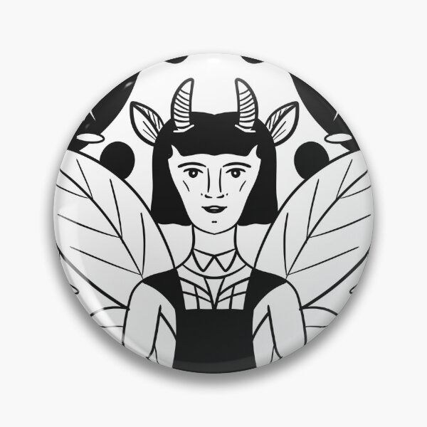 Item preview, Hand Drawen dark fairy devil woman in black and white with wings, roses and big dots designed and sold by Orpaz Harush.