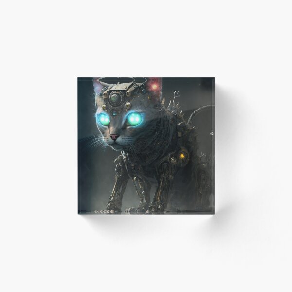 Artikelvorschau, Katze mit Roboterkopf und leuchtenden Augen entworfen und verkauft von Makisat.