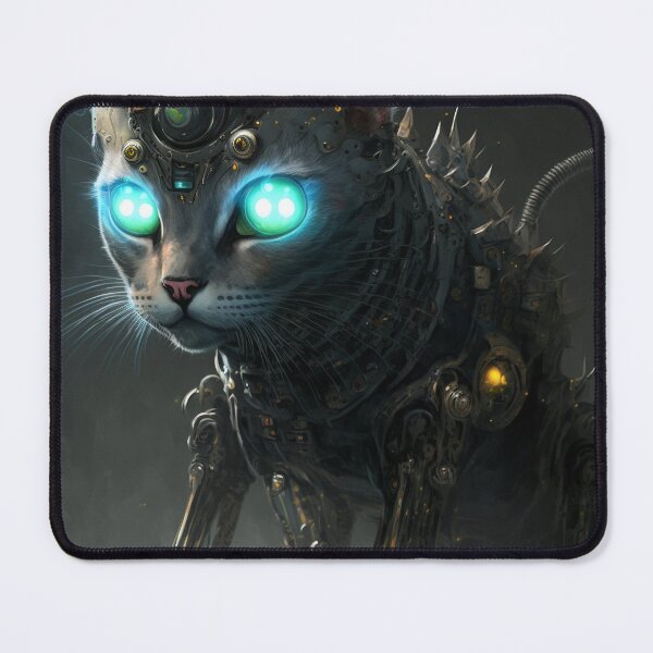 Item preview, cat with robot head and glowing eyes designed and sold by Makisat.