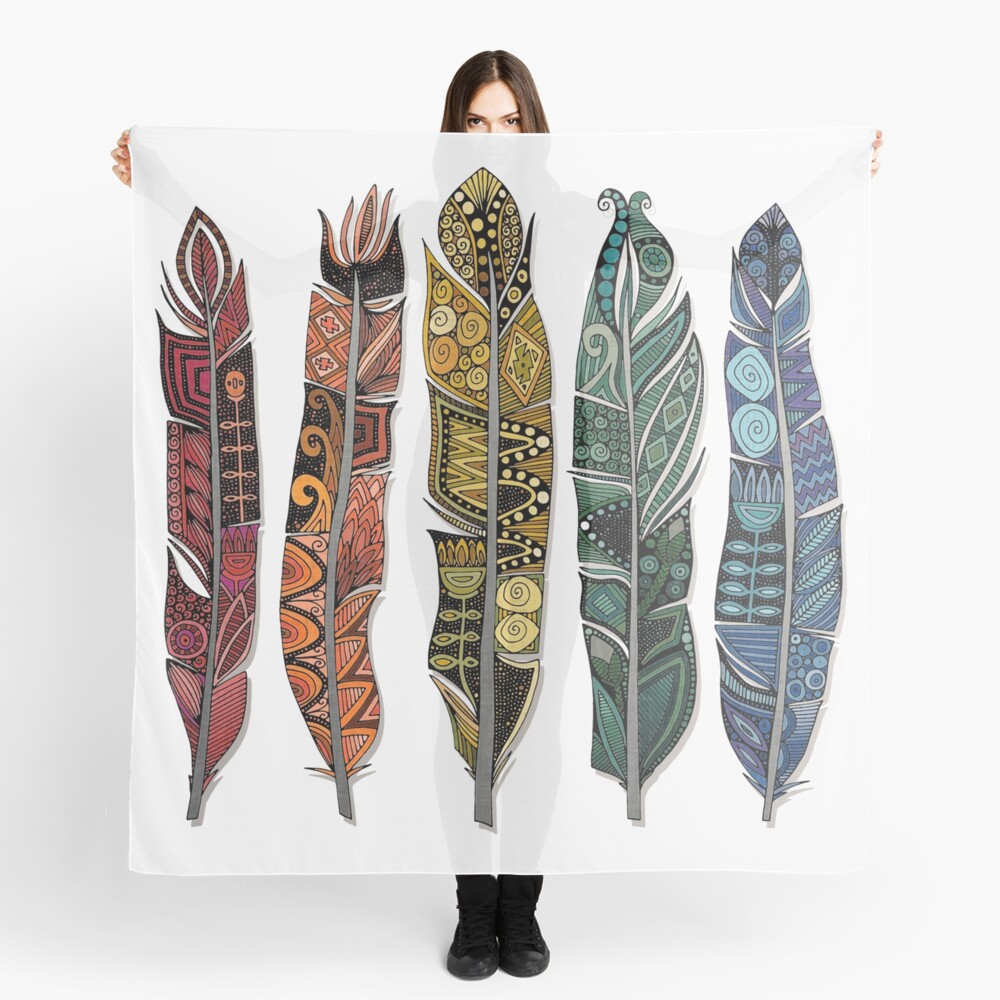 boho rainbow feathers Scarf
