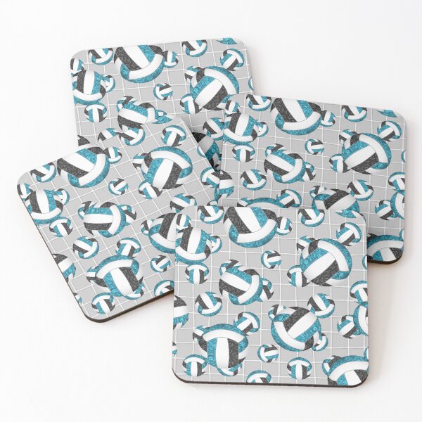 Item preview, girly teal black volleyballs pattern with net detail accent designed and sold by katzdzynes.